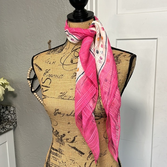 90’S BILL BLASS SILK SCARF PINK PURPLE VINTAGE - Picture 6 of 10